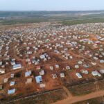 Aerial view of shanty town in South Africa